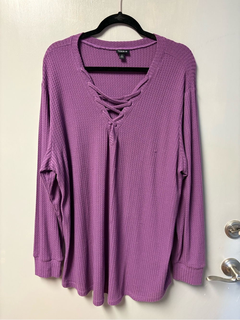 torrid Purple Lace-Up Waffle Knit Long Sleeve Tee
